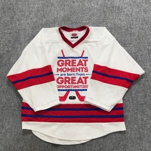VTG Custom Hockey Jersey Men's S White Red Striped Y2K Grunge #16 K1 Sportswear